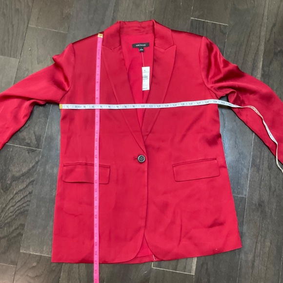 Ann Taylor The Longline Blazer in Satin Gingham Red size 2 - Picture 7 of 13